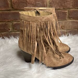 Soda Women’s Tan Fringe Bootie Size 8.5